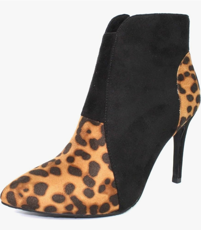Mendez Ladies Heeled Ocelot Ankle Boots