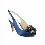 Lunar Ankara Navy Peep Toe Slingback Stilettos