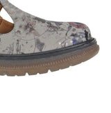 Cipriata Cira Ladies Grey Floral T-Bar Shoes