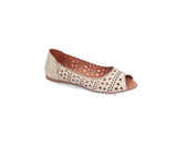Modella Anna Ladies Cream Leather Peep Toe Flats