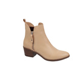 Modella Belfast Ladies Cream Leather Heeled Ankle Boots
