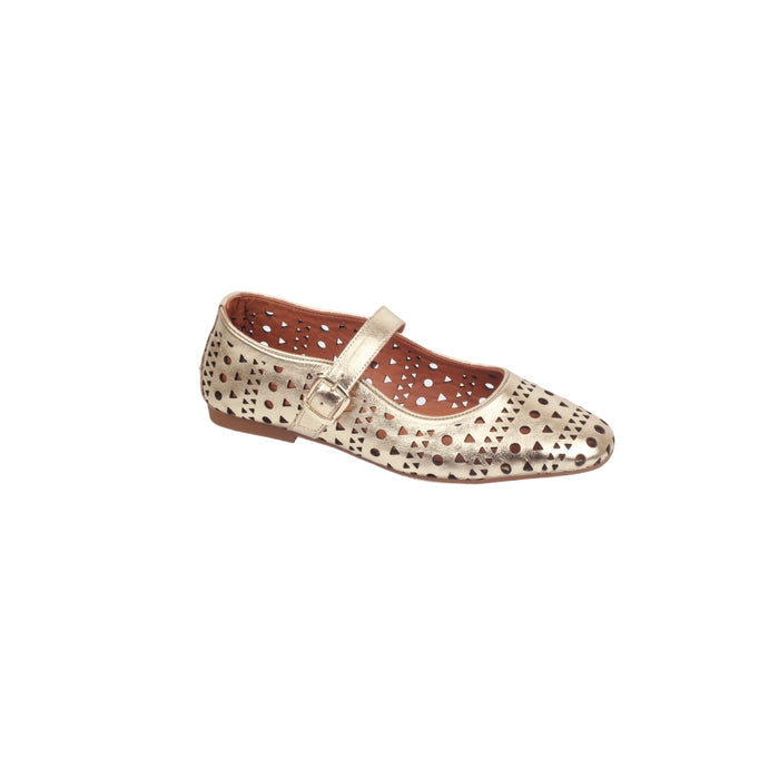 Modella Amy Ladies Gold Leather Mary Jane Style Shoes