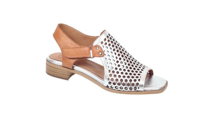 Modella Beatrice Ladies Silver Leather Low Heeled Sandals
