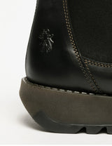 Fly London Salv Ladies Black Leather Ankle Boots