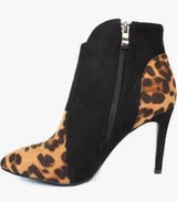 Mendez Ladies Heeled Ocelot Ankle Boots