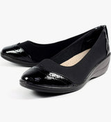 Natasha Ladies Black Elasticated Comfort Shoe