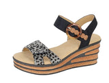 Cipriata Danta Ladies Black Leopard Print Wedge Sandal