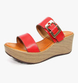 Fawn Ladies Red Wedge Sandals
