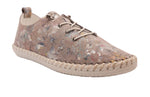 Shoozy Iris Grey Flower Ladies Leather Plimsoll.