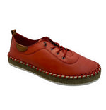 Shoozy Ivy Ladies Red Leather Plimsoll