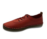 Shoozy Ivy Ladies Red Leather Plimsoll