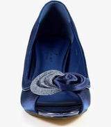 Ripley Navy Satin Peep Toe Court Shoes