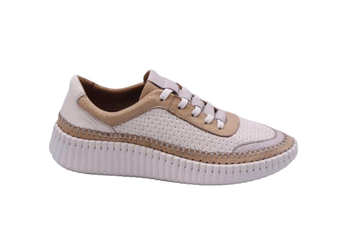 Modella Kyla Ladies Beige Multi Leather Sneakers
