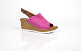 Shoozy Naomi Ladies Rose Leather Wedge Sandals