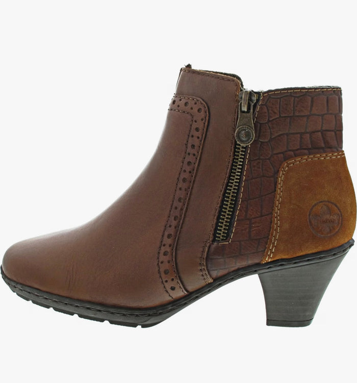 Rieker Billow 57186 Ladies Cognac Ankle Boots