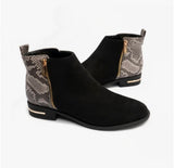 Lotus Anneka Ladies Black Snake Print Ankle Boots