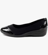 Natasha Ladies Black Elasticated Comfort Shoe