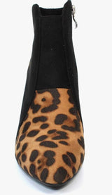 Mendez Ladies Heeled Ocelot Ankle Boots