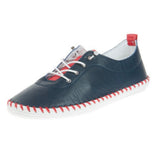 Shoozy Iris Ladies Navy & Red Leather Plimsoll
