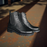 Modella Darwin Ladies Black Leather Chunky Ankle Boots