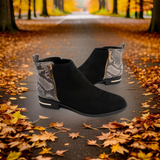 Lotus Anneka Ladies Black Snake Print Ankle Boots
