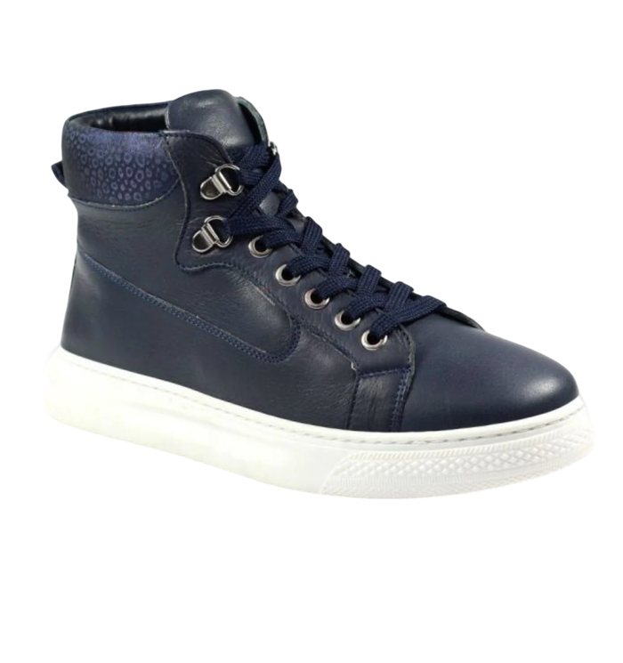 Daria Ladies Navy High Top Boots