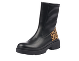 Shock Black Leopard detail chunky boots