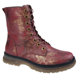 Ladies Cipriata Annetta Burgundy Floral Ankle Boots