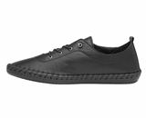 Shoozy Iris Black/Black Ladies Leather Plimsoll.