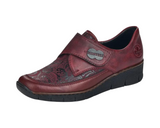 Rieker Ladies 537C0 Red Velcro Fastening Wedge Shoe.