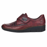 Rieker Ladies 537C0 Red Velcro Fastening Wedge Shoe.