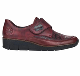 Rieker Ladies 537C0 Red Velcro Fastening Wedge Shoe.