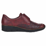 Rieker Ladies 537C0 Red Velcro Fastening Wedge Shoe.