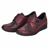 Rieker Ladies 537C0 Red Velcro Fastening Wedge Shoe.