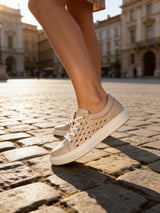 Modella Amber Ladies Stone Leather Trainers