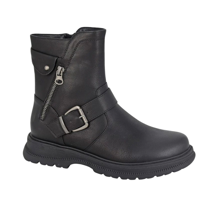 Cipriata Ladies Tilda Black Biker Ankle Boots