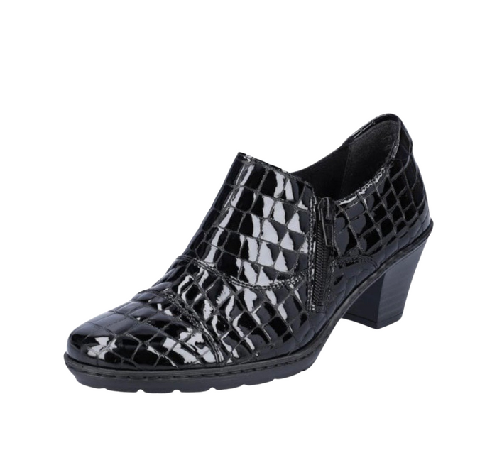 Rieker 57173 Ladies Black Croc Trouser Shoe