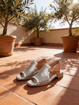 Modella Beatrice Ladies Silver Leather Low Heeled Sandals