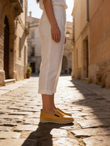 Fiona Ladies Mustard Leather Slip On Shoes