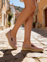 Fiona Ladies Purple Leather Slip On Shoes