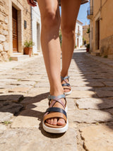 Modella Have Ladies Tan Multi Leather Crossover Sandals