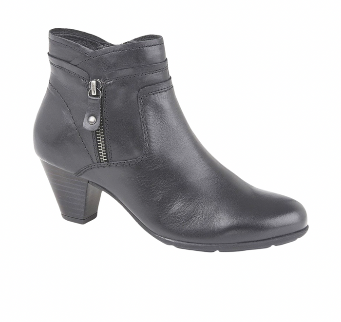Cipriata Cleo Ladies Black Leather Heeled Ankle Boots