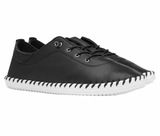 Shoozy Iris Ladies Black White Leather Plimsolls