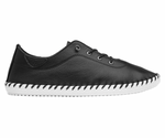 Shoozy Iris Ladies Black White Leather Plimsolls