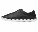 Shoozy Iris Ladies Black White Leather Plimsolls