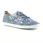 Shoozy Iris Blue Flower Ladies Leather Plimsoll.