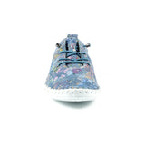 Shoozy Iris Blue Flower Ladies Leather Plimsoll.