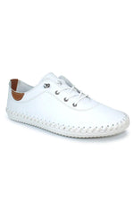 Shoozy Iris White Ladies Leather Plimsoll.